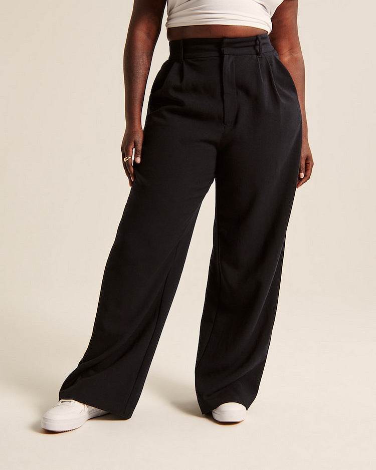 High Waist Straight Trousers With Pockets Wide Leg Casual Pants For Women - ProTrendyz
