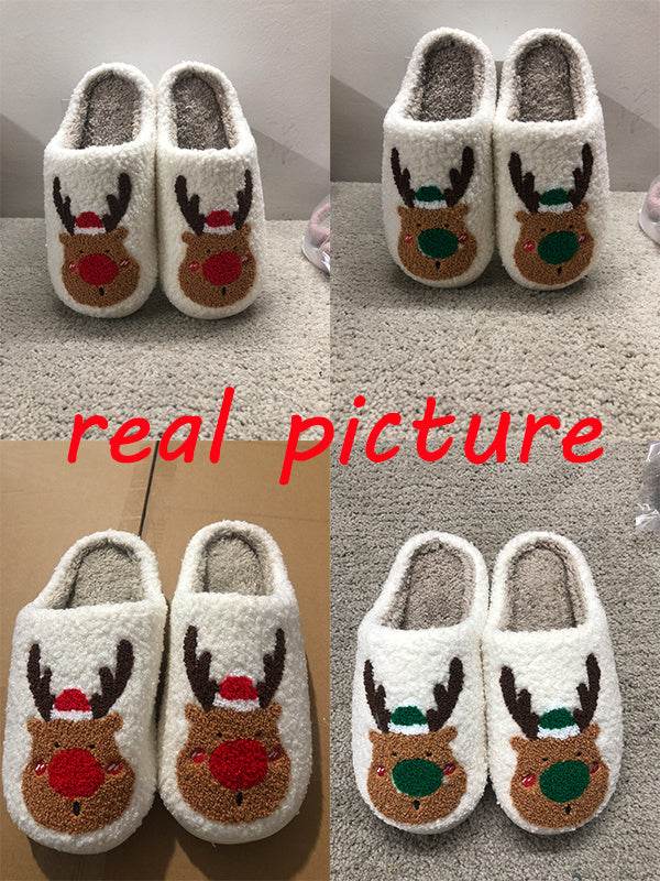 Christmas Shoes Winter Home Slippers Elk Soft Cozy Bedroom Slipper Slip On House Shoes - ProTrendyz