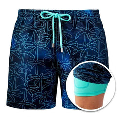 Men's Printed Beach Shorts Sports Double Layer Shorts Summer - ProTrendyz