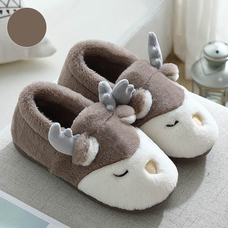 Christmas Shoes Winter Home Slippers Elk Plush Bedroom Slipper House Shoes For Women Men - ProTrendyz