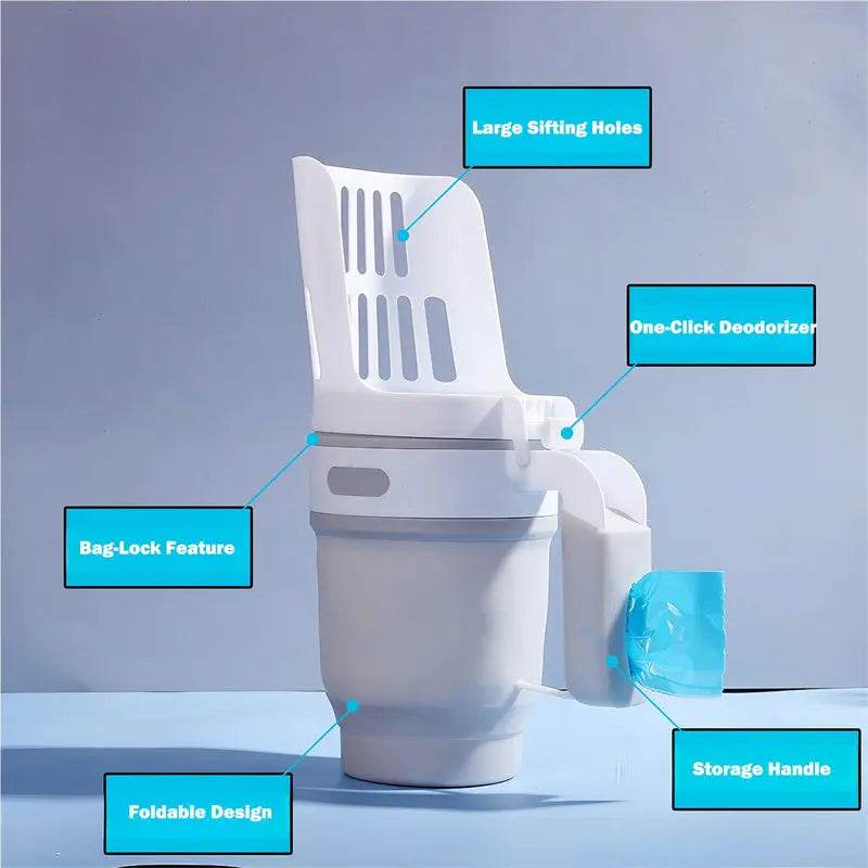 Upgraded Widen Cat Litter Shovel Scoop With Refill Bags Large Cat Litter Box Self Cleaning Cat Waste Bin System Pet Supplies Pet Products - ProTrendyz