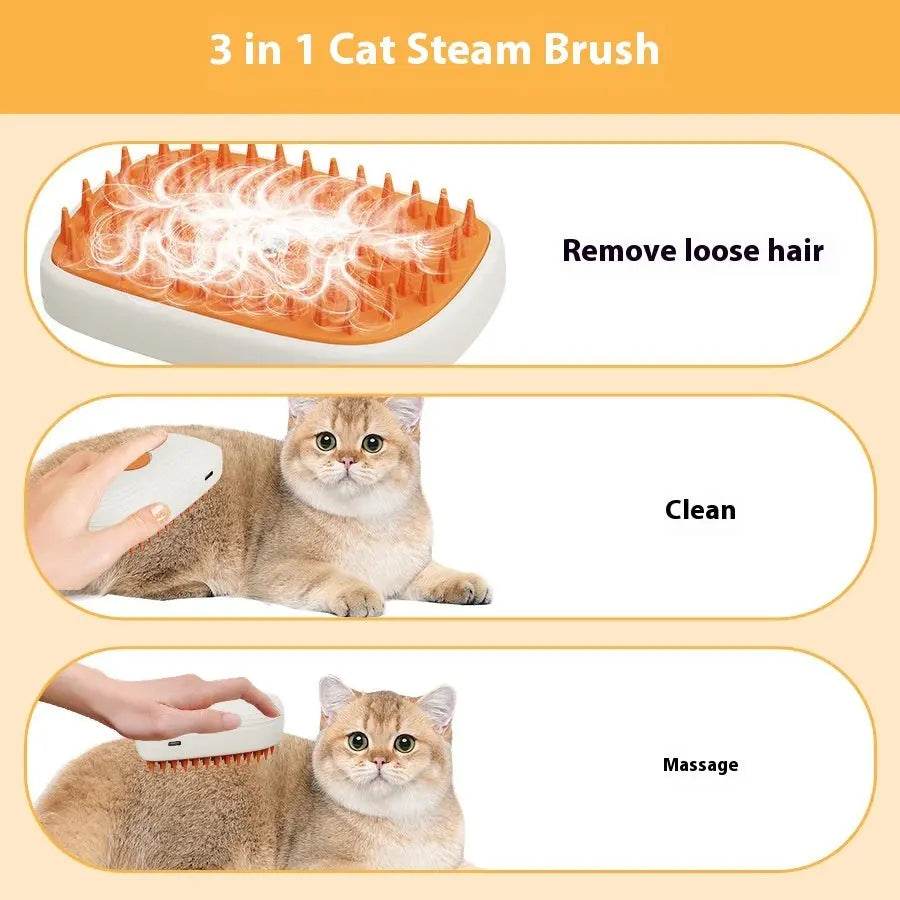 USB Rechargeable Pets Steam Brush Spray Massage Comb Pet Grooming Tools Cat Steam Comb Pet Products - ProTrendyz