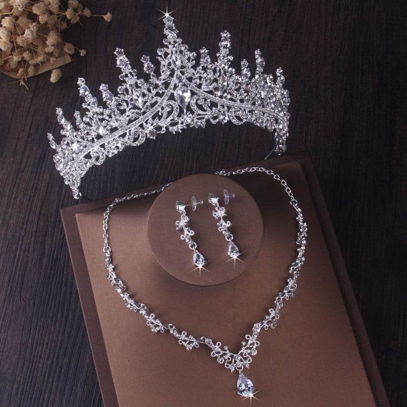 Silver Crystal Drop Bridal Jewelry Set - ProTrendyz