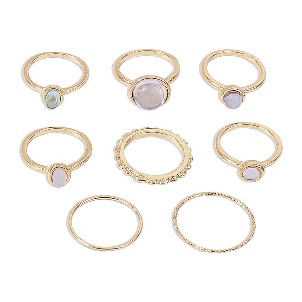 Colorful Stone Metalic Finger Rings Joint Combination Rings For Women Girl Rings - ProTrendyz