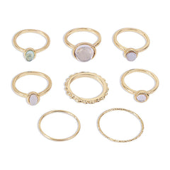 Colorful Stone Metalic Finger Rings Joint Combination Rings For Women Girl Rings - ProTrendyz