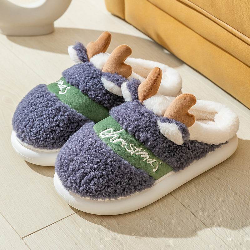 Christmas Shoes Winter Home Slippers Elk Soft Cozy Bedroom Slipper Slip On House Shoes - ProTrendyz