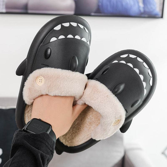Winter Shark Shoes House Slippers With Button EVA Couple Slippers - ProTrendyz