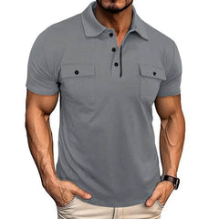 Summer Lapel Button Polo Shirt With Pockets Outdoor Fashion Short Sleeve Tops For Men Clothing - ProTrendyz