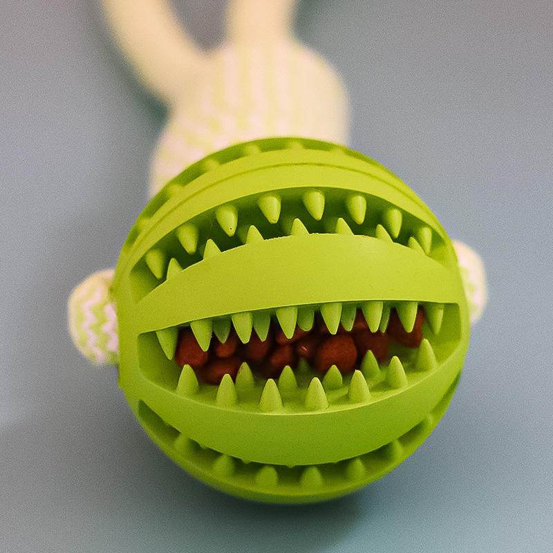Dog Toys Treat Balls Interactive Hemp Rope Rubber Leaking Balls For Small Dogs Chewing Bite Resistant Toys Pet Tooth Cleaning Bite Resistant Toy Ball For Pet Dogs Puppy - ProTrendyz