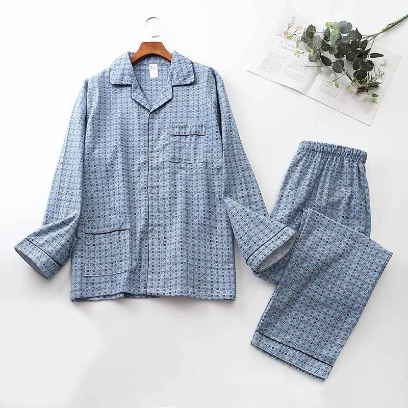 Brushed Cloth Long-sleeved Lapel Pajama Set - ProTrendyz