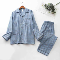 Brushed Cloth Long-sleeved Lapel Pajama Set - ProTrendyz