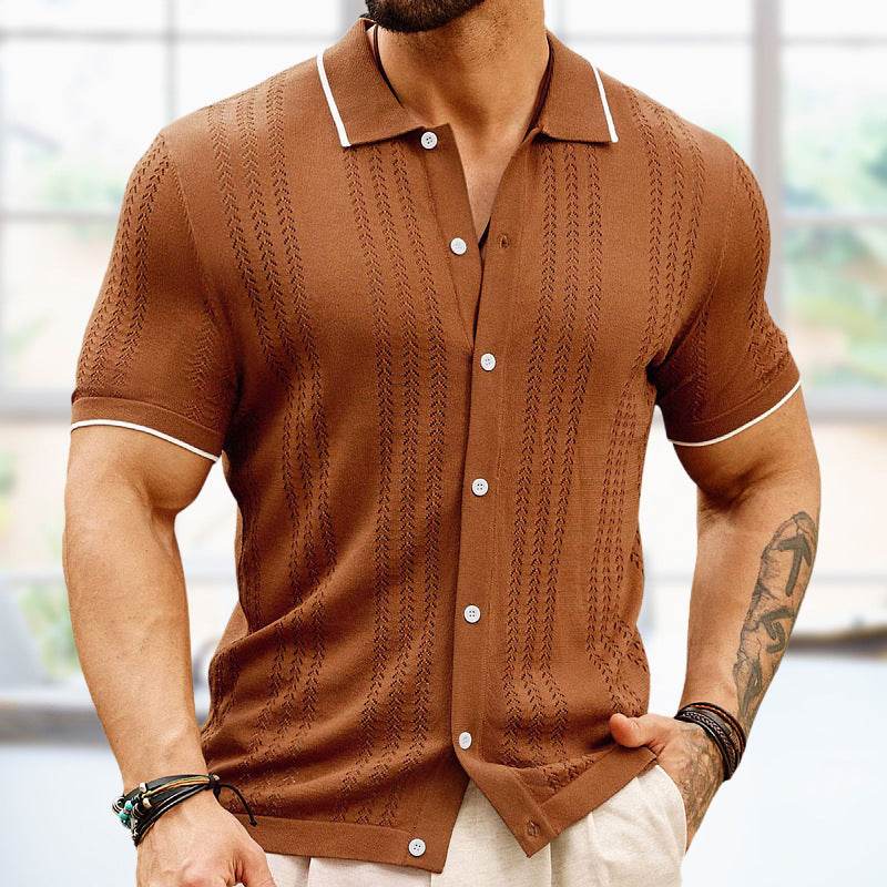 Short-sleeved Polo Shirt Summer Button Lapel Top Fashion Business Men's Clothing - ProTrendyz