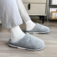 Solid Color Simple Cotton Slippers Winter Non-slip Home Warm Plush Slippers Household Indoor Couple Women's House Shoes - ProTrendyz