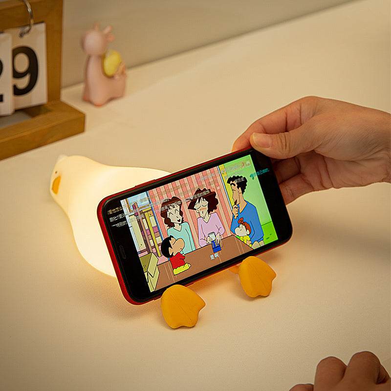 Lie Flat Duck Silicone Night Light Children's Bedside Table Lamp LED Smart With Sleep Night Light Pat Dimming Atmosphere Table Lamp Gift - ProTrendyz