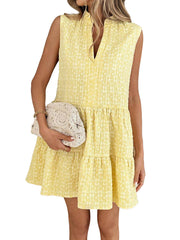 Womens Summer Sleeveless Patchwork V-Neck Pullover Dress For Europe And America