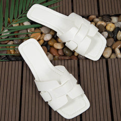 Square Toe Flat Sandals Summer Hollow Out Slides Slippers Women Footwear - ProTrendyz