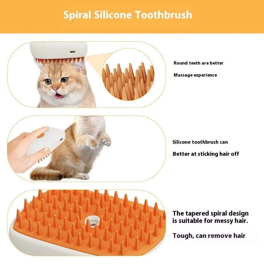 USB Rechargeable Pets Steam Brush Spray Massage Comb Pet Grooming Tools Cat Steam Comb Pet Products - ProTrendyz