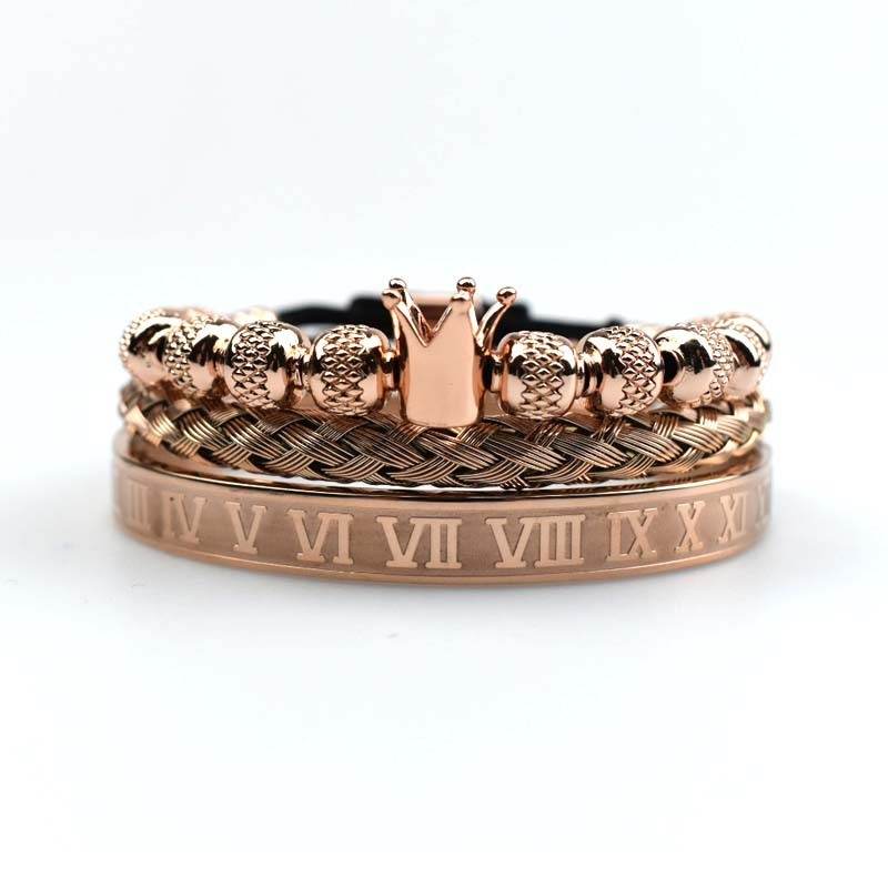 Luxury Roman Royal Crown Charm Bracelet Men Stainless Steel Geometry Pulseiras Men Adjustable Bracelets Couple Jewelry Gift - ProTrendyz