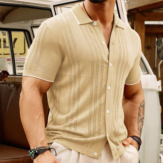 Short-sleeved Polo Shirt Summer Button Lapel Top Fashion Business Men's Clothing - ProTrendyz
