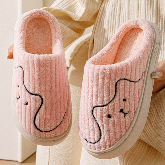 Striped Cat Slippers Indoor Couple Non-slip Floor Bedroom Slipper Winter Warm Plush House Shoes Women Men - ProTrendyz