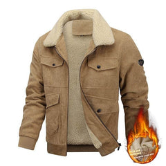 Winter Lapel Fleece Jacket With Pockets Warm Thicken Cotton Coat Men's Clothing - ProTrendyz