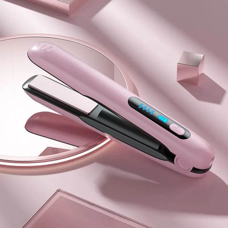 Wireless Hair Straightener Flat Iron Mini 2 IN 1 Roller USB 5000mAh Max 200 Degree Portable Cordless Curler 4 Levels Dry And Wet Uses - ProTrendyz