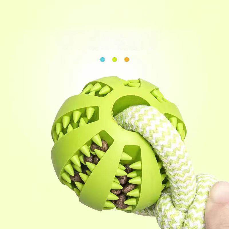 Dog Toys Treat Balls Interactive Hemp Rope Rubber Leaking Balls For Small Dogs Chewing Bite Resistant Toys Pet Tooth Cleaning Bite Resistant Toy Ball For Pet Dogs Puppy - ProTrendyz