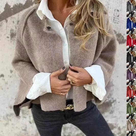 Women's Batwing Sleeve Cardigan Autumn And Winter Loose Short Cashmere Long Sleeve Coat - ProTrendyz