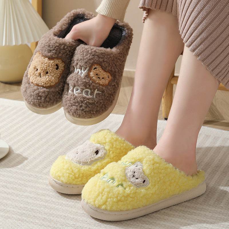 Bear Slippers Winter Warm House Shoes For Women Couple - ProTrendyz