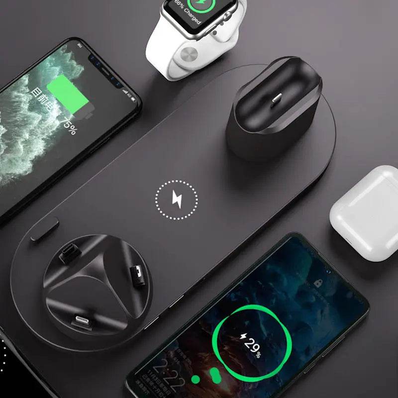 Wireless Charger For IPhone Fast Charger For Phone Fast Charging Pad For Phone Watch 6 In 1 Charging Dock Station - ProTrendyz