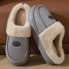 Winter Plush Slippers For Men Casual All-match Warm Suede House Shoes Indoor Non-slip Floor Bedroom Slipper - ProTrendyz