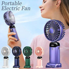 USB Rechargeable Mini Portable Handheld Electric Fan Foldable Neck Hanging Outdoor Fan Adjustable 5 Speed Powerful Air Cooler - ProTrendyz