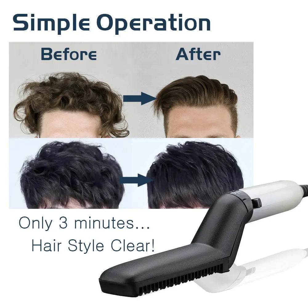 Electric Hair Straightener Brush,Men Quick Beard Straightener Styler Comb,Hair Straightening,Curly Hair Straightening Comb,Side Hair Detangling,Multifunctional Hair Curling Curler US - ProTrendyz