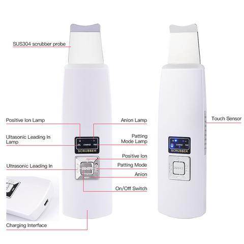 Ultrasonic Skin Scrubber Face Cleanser Blackhead Acne Removal Facial Spa Vibration Massager Ultrasound Peeling Clean Machine 394 - ProTrendyz