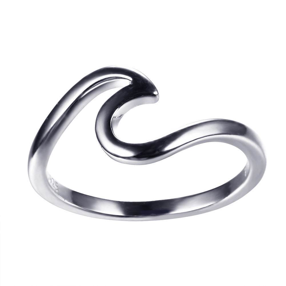 Simple Wavy Couple Ring Foreign Trade Creative Glossy Geometric Ring Tanabata Gift - ProTrendyz