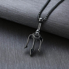 Neptune's Trident Necklace Retro Mythical Sea King Poseidon Trident Harpoon Pendant Necklace Men's Fashion Trend Cool Jewelry - ProTrendyz