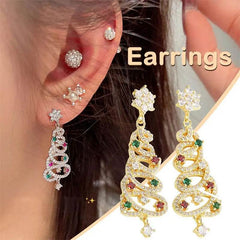 New Full Inlaid Colorful Zircon Christmas Tree Tassel Earrings Women's Fashion Personality Earrings Party Jewelry Christmas Gift - ProTrendyz