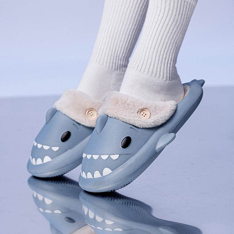 Winter Shark Shoes House Slippers With Button EVA Couple Slippers - ProTrendyz