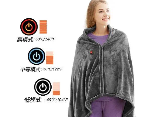 Winter Flannel Heated Blanket Cold Protection Body Warmer Usb Heated Warm Shawl Electric Heated Plush Blanket - ProTrendyz