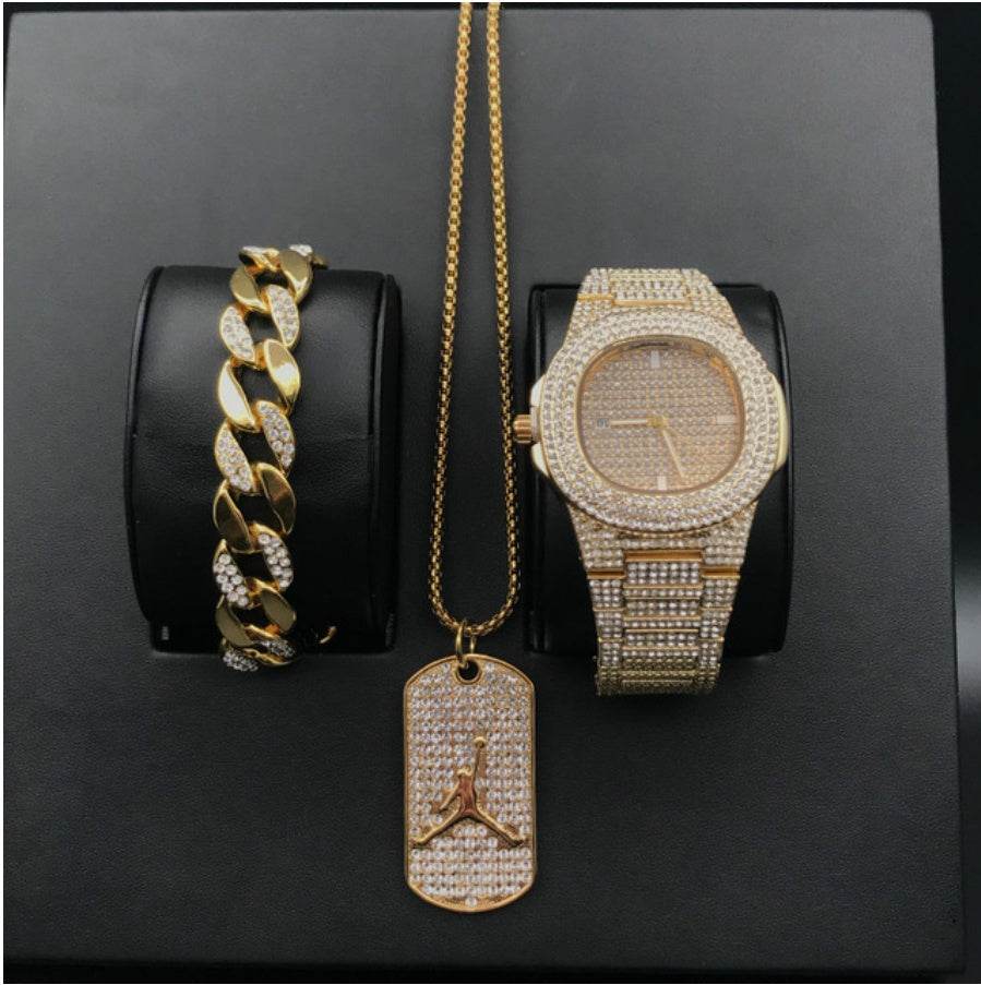Mens Watches Luxury Brand Fashion Diamond Date Quartz Watch - ProTrendyz