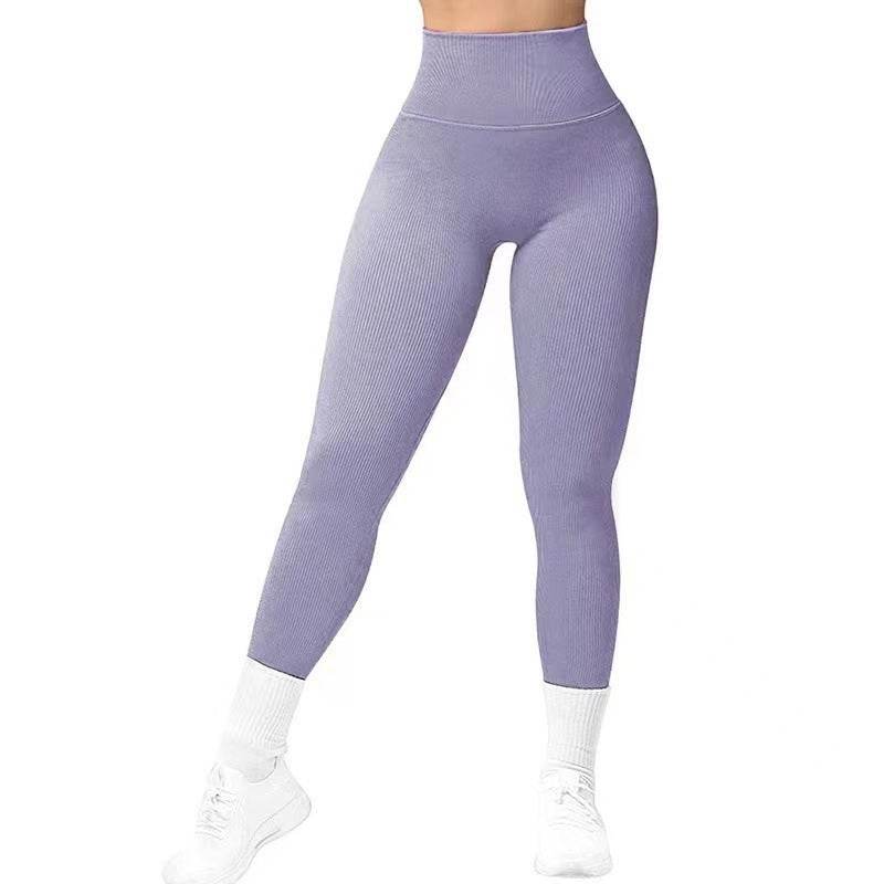 High Waist Seamless Leggings Threaded Knitted Fitness Pants Solid Women's Slimming Sports Yoga Pants Elastic Running Sport Leggings - ProTrendyz