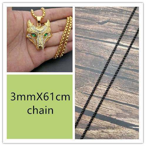 Men Stainless Steel Necklace Gold Color Viking Wolf Head Necklace Pendant With Chain Iced Out Norse Talisman Ethnic Jewelry - ProTrendyz