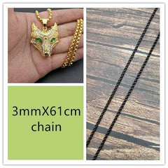 Men Stainless Steel Necklace Gold Color Viking Wolf Head Necklace Pendant With Chain Iced Out Norse Talisman Ethnic Jewelry - ProTrendyz
