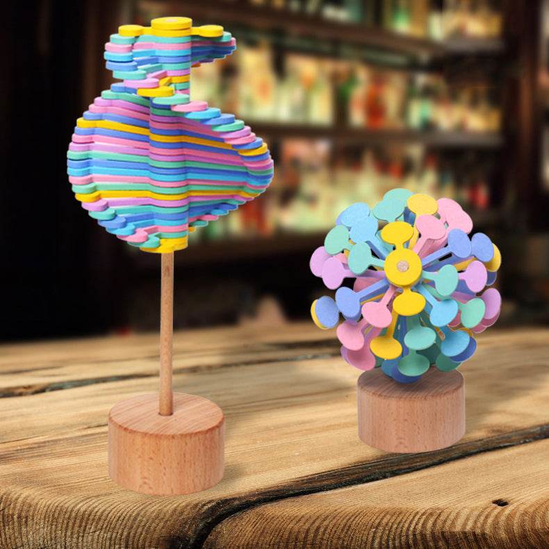 Solid Wooden Rotating Lollipop Fischer Series Creative Ornaments Decompression Toys Decompression Artifact Gyro - ProTrendyz