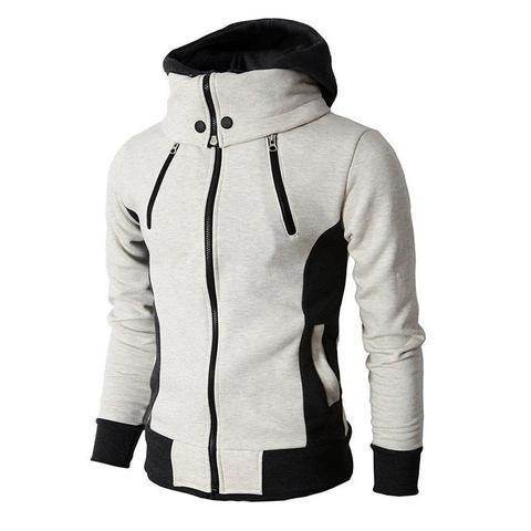 Men's Zip UP Hooded Jacket Fake Two Piece Sports Cardigan Casual Slim Sweatshirt Jacket - ProTrendyz
