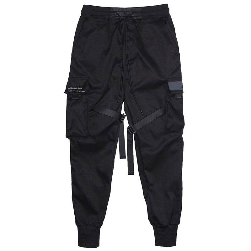 Hot Sale Men Black Hip Hop Cargo Pants Elastic Waist Jogger Trousers Sweatpants Pockets Full Length Casual Fashion - ProTrendyz