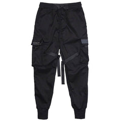 Hot Sale Men Black Hip Hop Cargo Pants Elastic Waist Jogger Trousers Sweatpants Pockets Full Length Casual Fashion - ProTrendyz