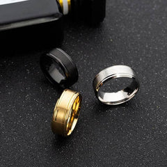 Mens Wedding Rings Black Sliver Gold Pure 8MM Rings - ProTrendyz