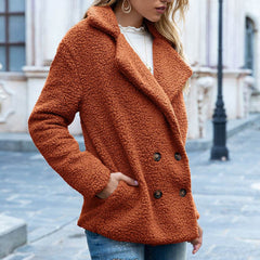 Loose Lapel Fluffy Coat Winter Button Jacket Cardigan Outwear For Women Clothing - ProTrendyz
