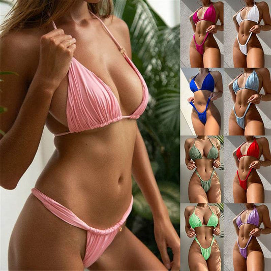 Women Bikini 2 Piece Spaghetti Strap Top Thong Swimsuit Beach Suit - ProTrendyz